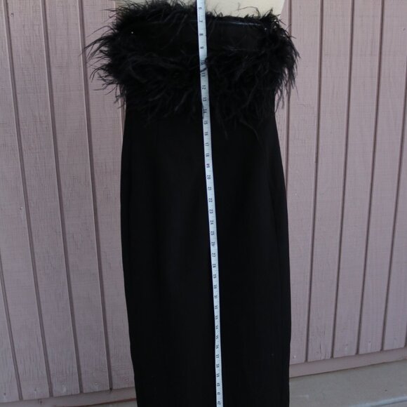 NWT Massimo Dutti Off-The-Shoulder Long Crepe Strapless Feather Dress Size US 4 - Picture 8 of 13